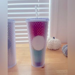 Rainbow Starbucks studded tumbler